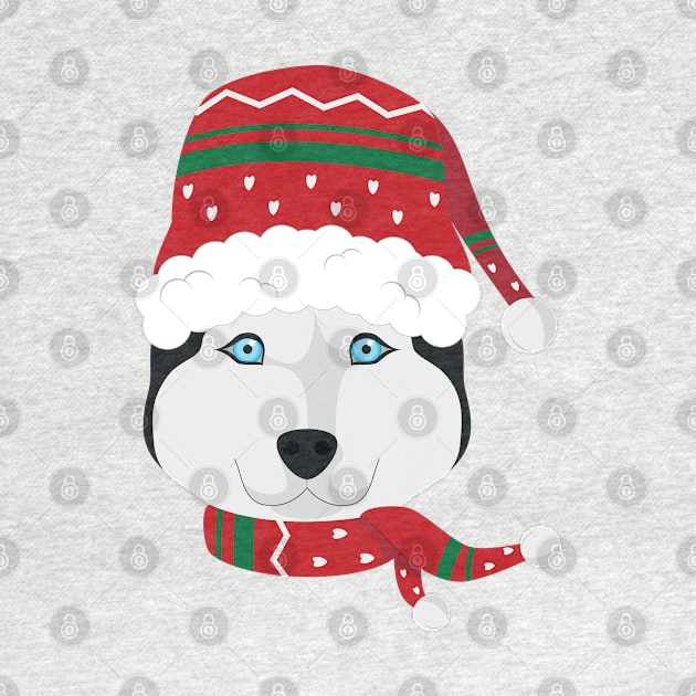 Siberian Husky Dog With Red Santa's Hat Funny Xmas Gift by salemstore